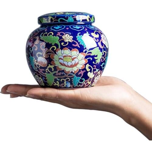 Pet Cremation Urn for Ashes-Funeral Urn for Human Ashes-Made in Ceramics & Hand-Painted-Display Burial Urn At Home or in Niche