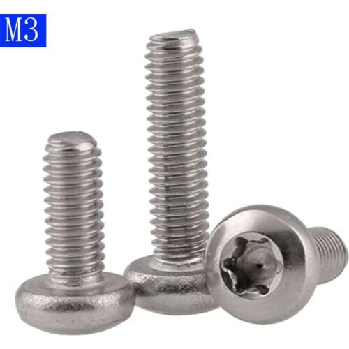 M3 - 0.5 (3mm) Button Head Torx Security Machine Screws A2 304 Stainless Steel bolts