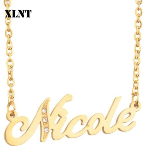 XLNT Nicole Name Necklace Stainless Steel Custom Name Necklace Gold Silver Pendant Friendship Necklace Jewelry Best Friend Gift