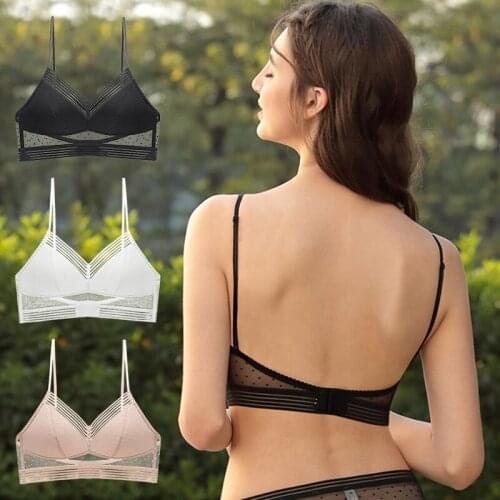 Biiggxx Womens Lingerie French U-shaped Big Halter Underwear Summer Thin Sexy Lace Triangle Cup Beautiful Back Bra