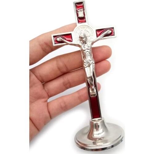 1 Pc Cross Crucifix Stand Christ Catholic Jesus Statue Figurine Religious Prayer Church Decoration Car Home Chapel Decor