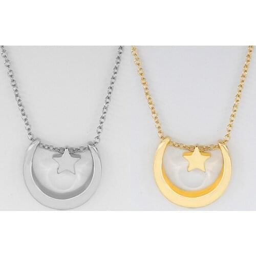 2018 New moon star charm necklace Alloy Zinc Chain Necklaces for Woman Lady Wedding Party Fashion Jewelry Gift