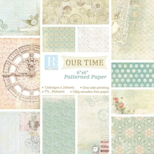 24Pcs/Lot Clock Retro Material Papers DIY Scrapbooking Album Diary Gift Decorative Paper Scrapbooking Paper