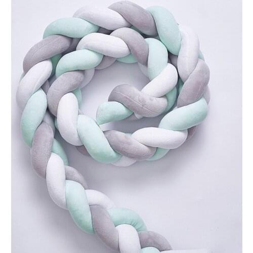 3M Length Crib Bedding Baby Bumper Knotted Braided Plush Nursery Cradle Decor Cushion Infants Bedding Safety Breathable