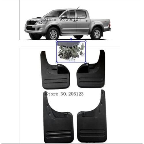 4x Front & Rear Mud Flaps Splash Guards-Fender for Toyota Hilux Vigo 2005 - 2014 Plastic Direct Bolt Installation Exterior Parts