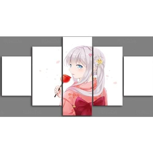 Canvas Hd Prints 5 Panel Pictures Wall Art Anime Painting Home Decoration Modular Eromanga Sensei Poster For Living Room Frame