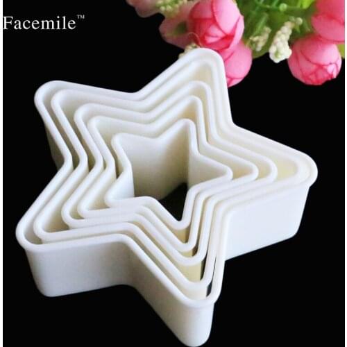 5PCS Pentagram Star Shape Cake Baking Mold Mould Set Biscuit Cookie Cutter Sugarcraft Decorative Decorating Tools Baking