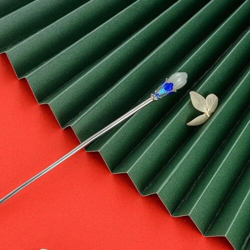 Magnolia Flower 925 Sterling Silver Hair Stick Handmade Hairpin Cloisonne Jewelry Luxury Gift