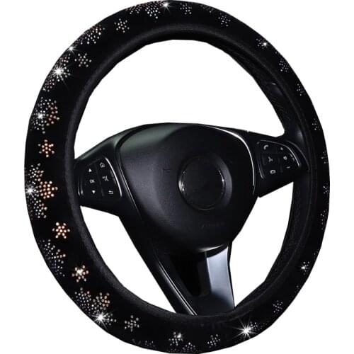 4 Color Elastic Car Steering Wheel Cover Wrap No Inner Ring Fashion Snowflake Rhinestones Decoration Volant Girl Woman Protector