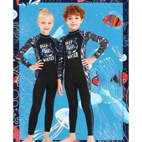 Kids Girls Boys Diving Suit Neoprenes Wetsuit Children For Keep Warm One-piece Long Sleeves UV Protection Swimwearve