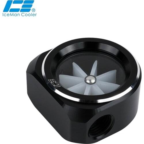 IceMan Cooler G1/4 Water Flow Glass Flower Indicator,Computer Watercooling ,Black White ,ICE-R3