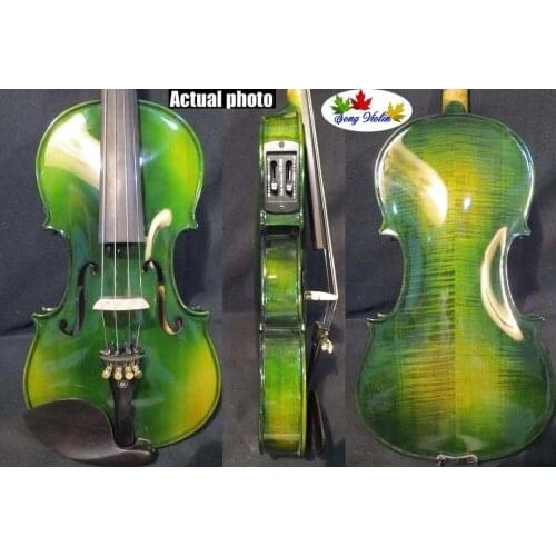 Beautiful soild wood Green colors electric & acoustic violin 4/4 #9491