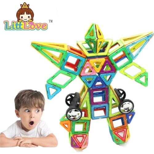 LittLove Magnetic Toy 106 PCS Kids Toys Plastic Educational Building Blocks Cool Robot Kit Magnetic Models Brick Toys For Kids