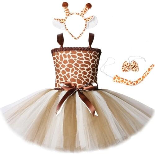 Cute Toddler Girl Giraffe Dress Cartoon Animal Performance Costume Set for Kids Halloween Costumes Girls Christmas Tutu Dresses