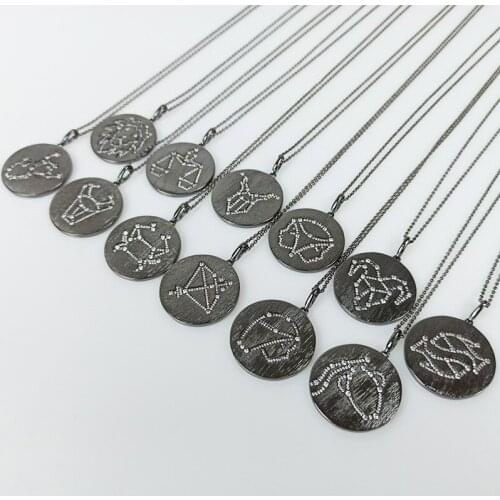 Fashion 12 Zodiac Necklace Creativity Lover Twelve Constellation Luxury Black Color Necklaces Jewelry For Women Men Zk30