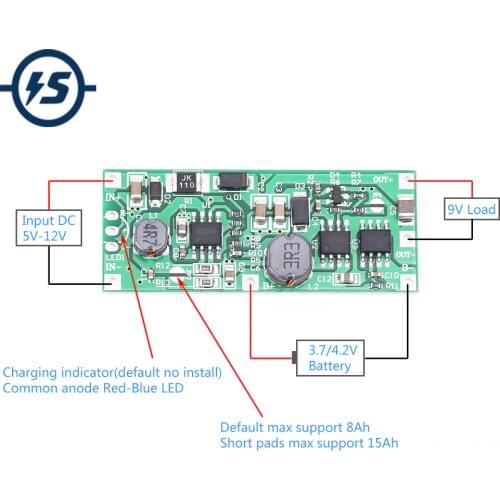 DC 5V-12V to 9V Charging Step Up Booster Module for 18650 Lithium Battery UPS Voltage Protection Converter Charge and Discharge