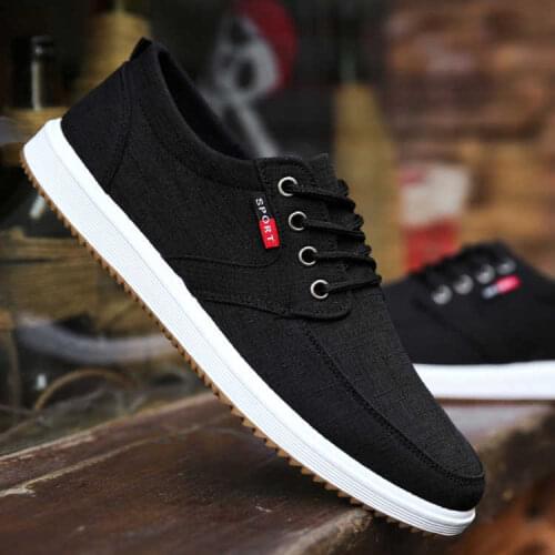 Mens Canvas Vulcanized Classic Fashion Shoes 2021 Casual Shoes Mens Comfortable Lace Up Flat Shoes Mens Light and Breathable