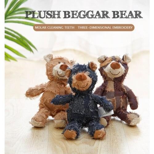 New Dog Cat Toy Decompression Cute Plush Beggar Cowboy Bear Wear-Resistant Bite-Resistant Teeth Cleaning Pet Supplies Toys