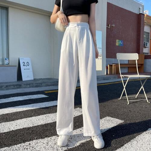 New Temperament High-waist Suit Pants Womens Solid Color Sports Pants Casual Fall Wide-leg Pants Straight-leg Pants Women