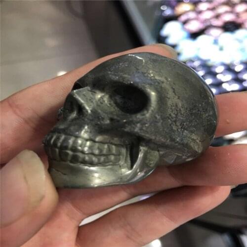 2 inch new style natural yellow iron ore skull head, crystal carved skull crystal household decoration