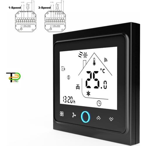 Control Switch Panel Proportional Integral Thermostat MODBUS for 1-Speed/3-Speed Fan Coil 0-10V Valve Optional 24V 220V
