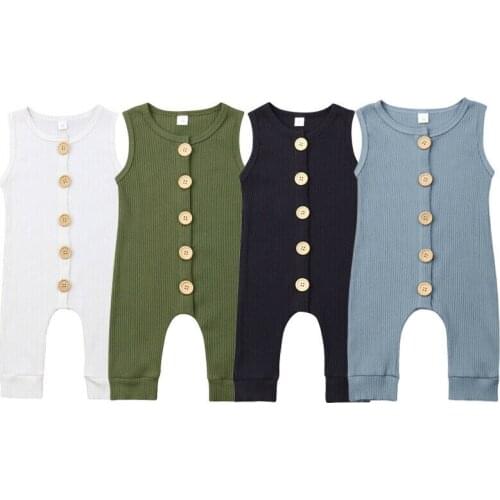 Pudcoco Newborn Baby Boy Girl Knitting Cotton Sleeveless Romper Navy Blue Wine Red White Jumpsuit Clothes Outfits 5Colors 0-18M