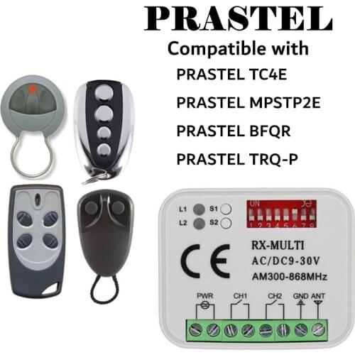 PRASTEL TC4E garage door 433mhz remote control rolling code PRASTEL MPSTP2E handheld transmitter command door opener receiver