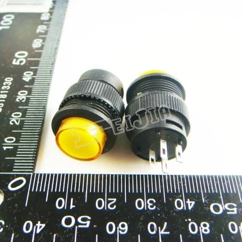 R16-503AD With LED Yellow 1A/250V 4Pin Self-locking Push Button Switch 100Pcs/lot