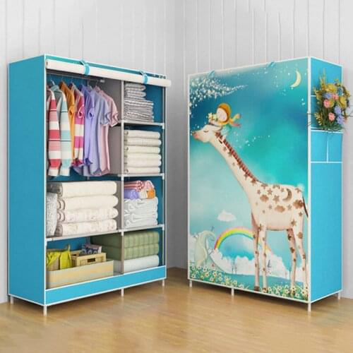 3D Cartoon Pattern Folding Cloth Wardrobe Closet Children Room Decorate Storage Cabinet Bedroom Assembly Wardrobe Home Furniture