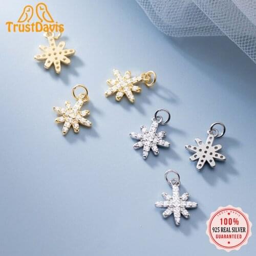 TrustDavis 2021 Fashion Real 925 Sterling Silver 1Pcs Sweet Star CZ Charm Pendant Handmade DIY Accessories Wholesale DZ67