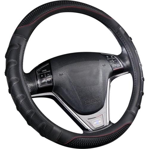 Universal Car PU Leather Steering-Wheel Covers Anti-slip Skidproof Durable 38CM/15" Dynamic Fibre Handmade Steering Wheel Cover