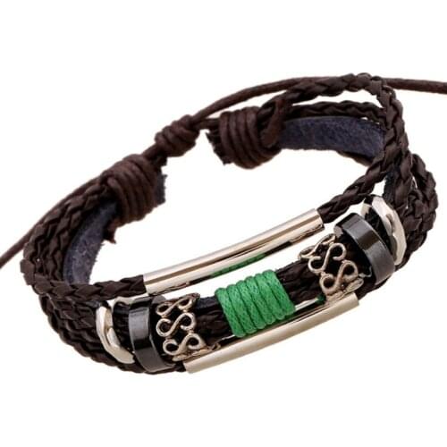 Vintage Retro Ethnic Bracelet Wrap Multilayer Braided Leather Beads Charm Bangle Adjustable Wristbands Fashion Men Women Jewelry