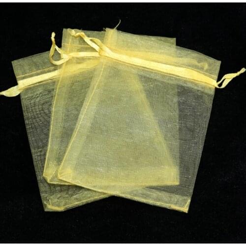 200Pcs/lot Gold Organza Bag 15x20cm Jewelry Candy Boutique Gifts Packaging Bag Drawstring Pouch Wedding Favor Organza Gift Bags