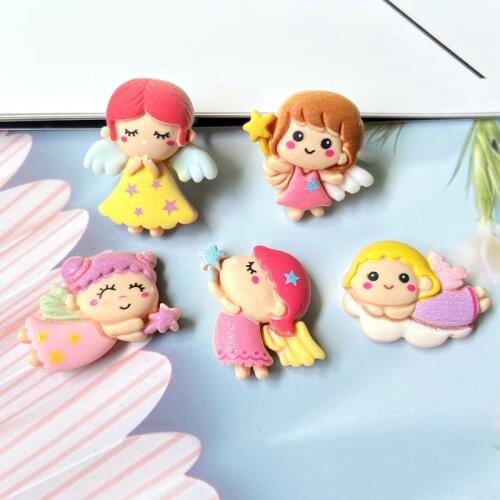 50Pcs/lots Angel Wing Slime Star Princess Charms for HairBows Center Barrette Accessories Flatback Supplies Boutique Head Wrap