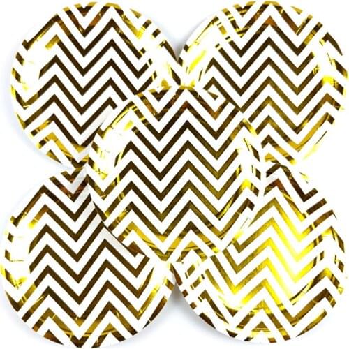 10pcs/lot Baby Shower Decoration Golden Wave Theme Plates Birthday Events Party Kids Boys Favors Dishes Tableware Supplies