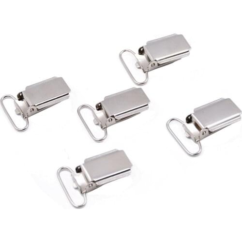 5pcs/lot DIY Suspender Clip Silver Metal Pacifier Clips Unisex Kid Adult Common Clip 25mm Strong smooth