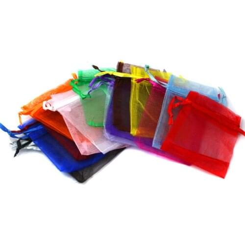 50Pcs Wholesale Christmas Gift 7x9/9x12/10x15cm Beautiful Mixed Colour Organza Pouch Jewelry Party Gift Bag for Wedding Festival