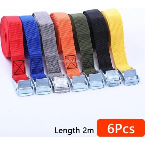 6pcs 2M Buckle Tie-Down Belt cargo straps for Car motorcycle bike With Metal Buckle Tow Rope Strong Ratchet Belt for Luggage Bag