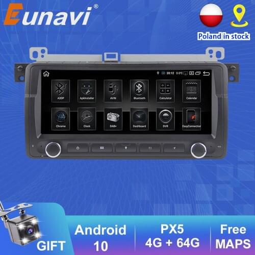 Eunavi 1din Android 10 Car Radio Multimedia Player For BMW E46 M3 Rover 3 Series GPS Audio HD Screen DSP RDS Built-in Carplay BT