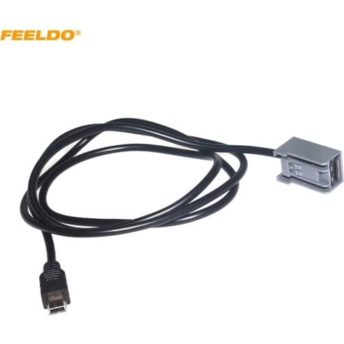 FEELDO Car Radio Audio Mini USB Cable Female Port Extension 5Pin Wire Adapter For Honda Civic/Accord/Odyssey Mitsubishi Lancer