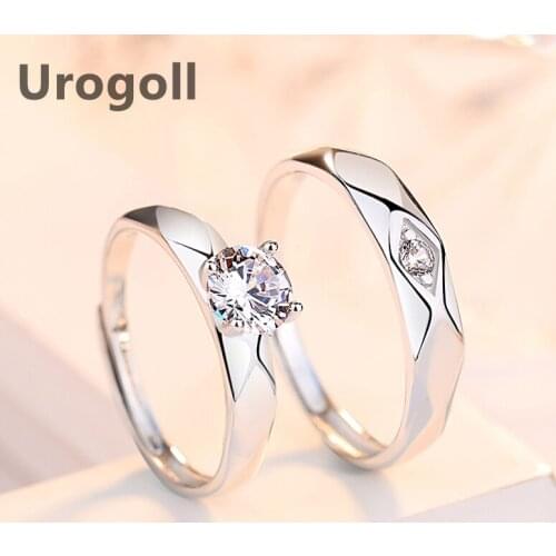 Noble Wedding Rings Real 925 Sterling Silver Rings Zircon Drill Ring Couple Jewelry Rings Valentine Noble Rings For Lover Gift