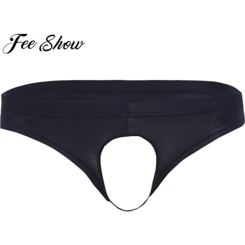 Gay Mens Sissy Lingerie Ice Silk Robe Briefs Panties Underwear with Penis Hole Sexy Male Lingerie Low-waisted Slim Cut Briefs