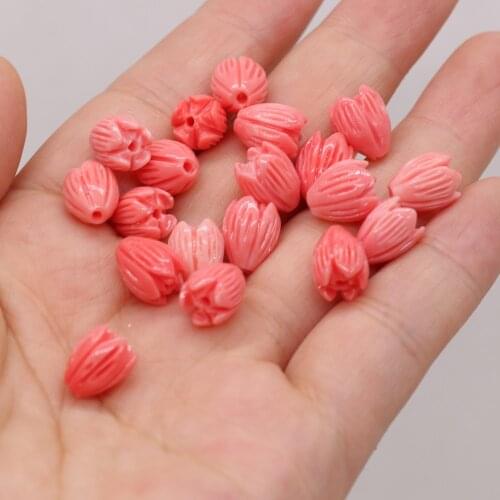 10Pcs Natural Red Coral Beads Bud Through-Hole Isolation Bead For Jewelry Making DIY Necklace Earrings Bracelet Accessory
