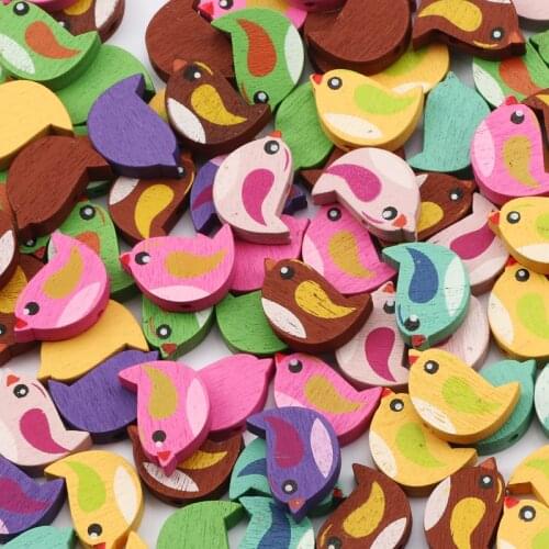Mixed 20x14mm Multicolor Cartoon Birds Natural Wooden Loose Beads Supplies For Jewelry Making Diy Necklaces Earrings Accessories