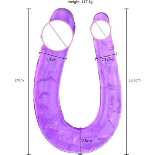 Dual Head Crystal Jelly Dildo Fake Penis Vagina Anal Massage G Spot Clitoris Stimulator Sex Toy for Female Lesbian/Women/Couples