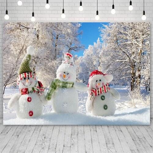 Avezano Photography Background Merry Christmas Winter Forest Snowman Bokeh Backdrops For Photo Studio Photozone Photophone Decor