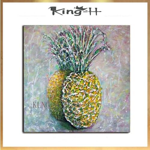 Deliciosa piña azul pintura al óleo sobre lienzo 100% hecho a mano de alta calidad abstracta moderna pintura al óleo de la fruta