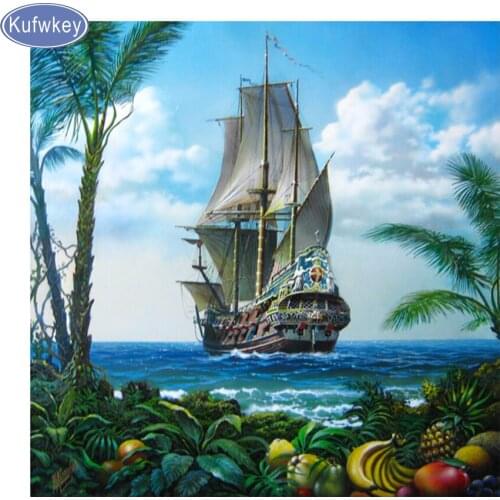 Diy diamond painting picture of rhinestones full mosaic pattern gift home decoration square diamond embroidery boat stickers