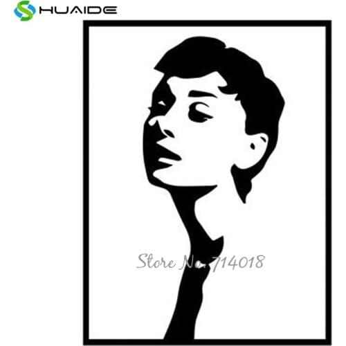 Classic Audrey Hepburn Wall Stickers Nordic Style Murals Fake Frame Vinyl Wall Decals for Living Room Girls Room Decor Art A879