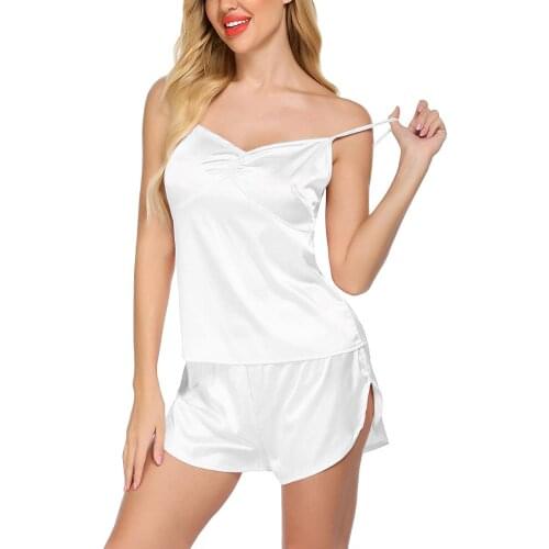 Sexy Lingerie Women Pajamas Pants Set Tops Summer Sleeveless V Neck + Hot Shorts Pijama Sleepwear for Women Drop Shipping